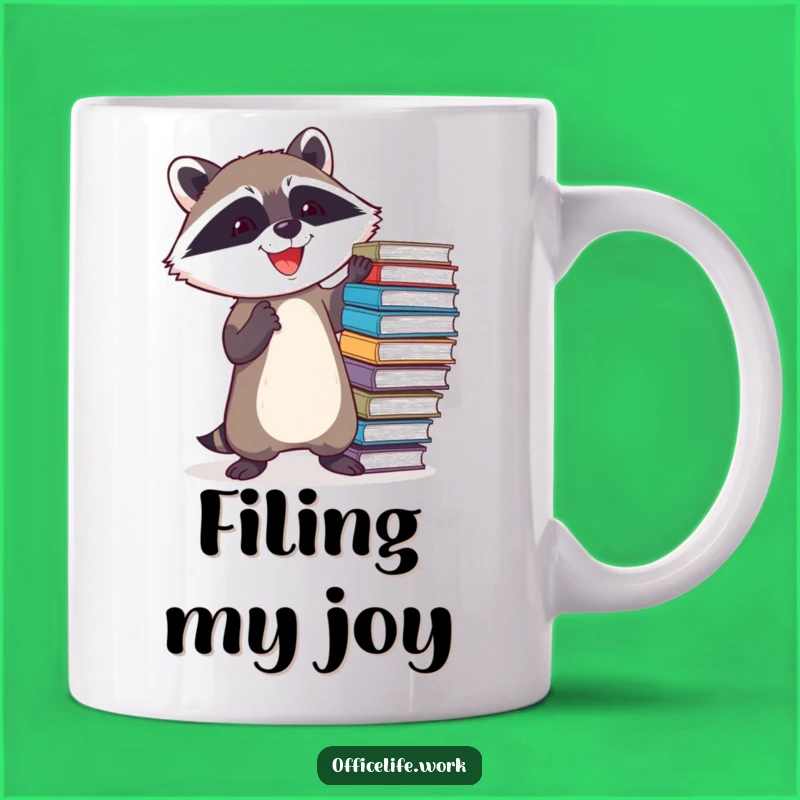 Funny Raccoon File Balancing Mug, Hilarious Office Humor Gift for Professionals