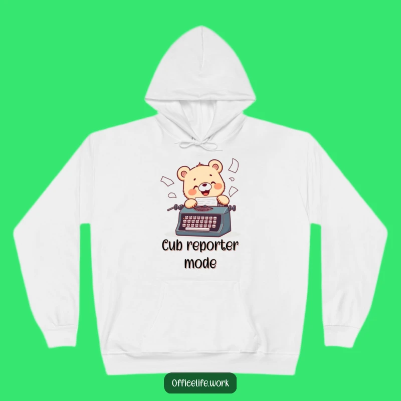 Funny Bear Cub Typist Hoodie: Cozy Writer Sweatshirt, Vintage Animal Gift