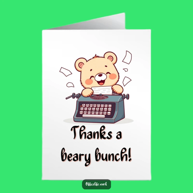 Free Printable Thank You Card: Bear Cub Writer - Appreciation Downloadable Gift