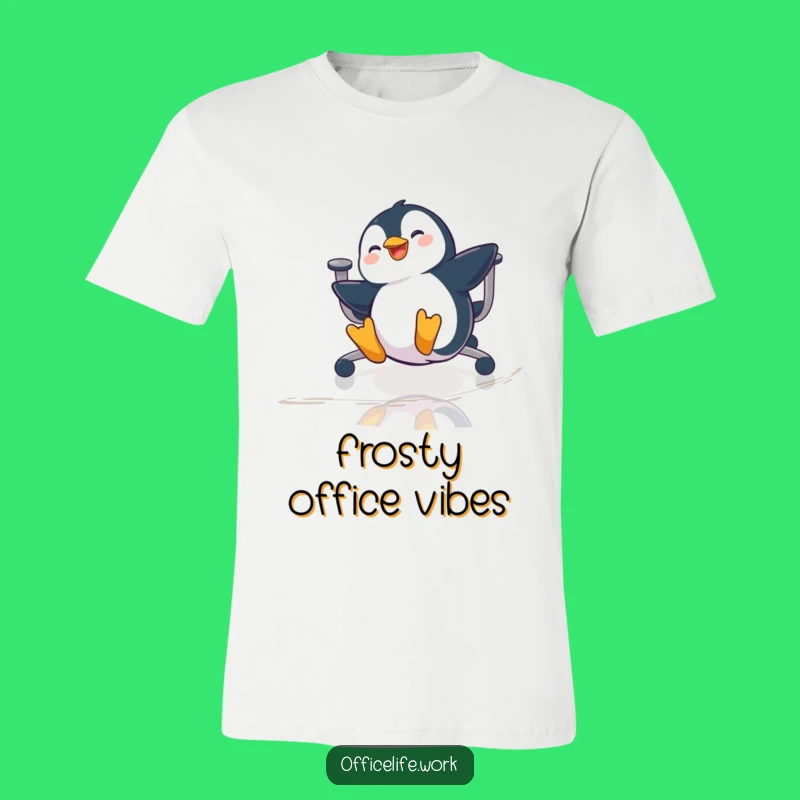 Funny Penguin Office Chair Sliding T-Shirt, Hilarious Tee for Work Fun