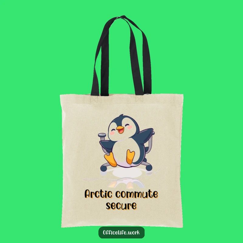 Funny Penguin Office Chair Sliding Tote Bag, Hilarious Accessory for Daily Errands