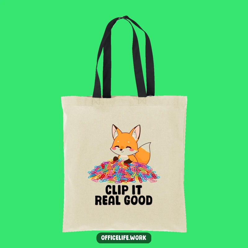 Funny Fox Paper Clip Sorting Tote Bag, Eco-Friendly and Hilarious Accessory